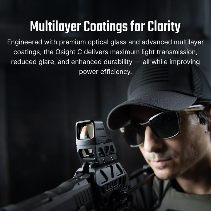 Osight C 3 MOA Dot & 32 MOA Circle MultiReticle System Red Dot Sight with Large Window and Side-Loading Battery