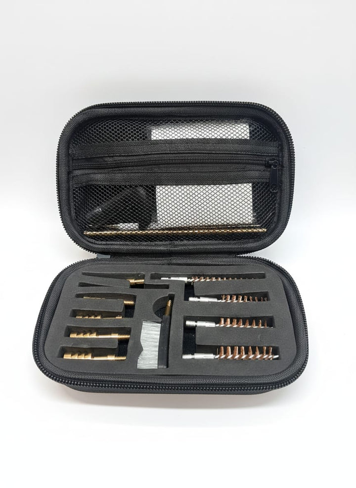 UNIVERSAL GUN CLEANING KIT WITH EXTENDABLE RODS AND BRASS BRUSHES
