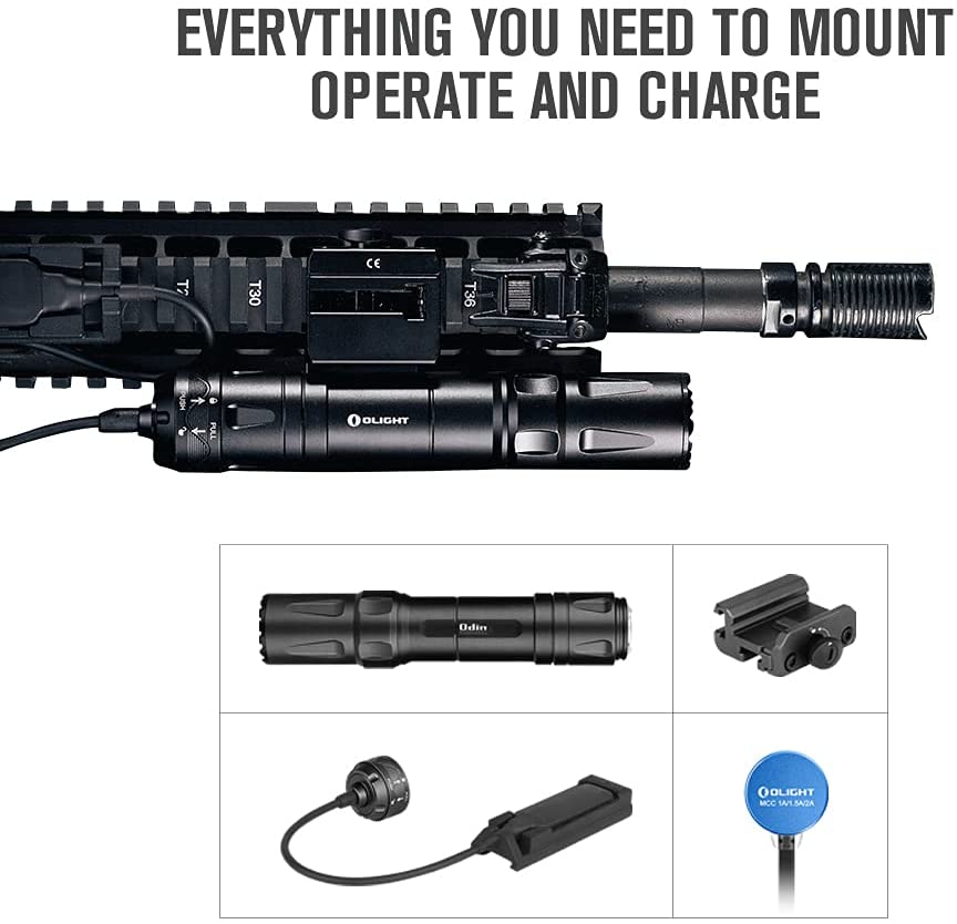 OLIGHT Odin 2000 Lumens Picatinny Rail Mounted Rechargeable Tactical Flashlight