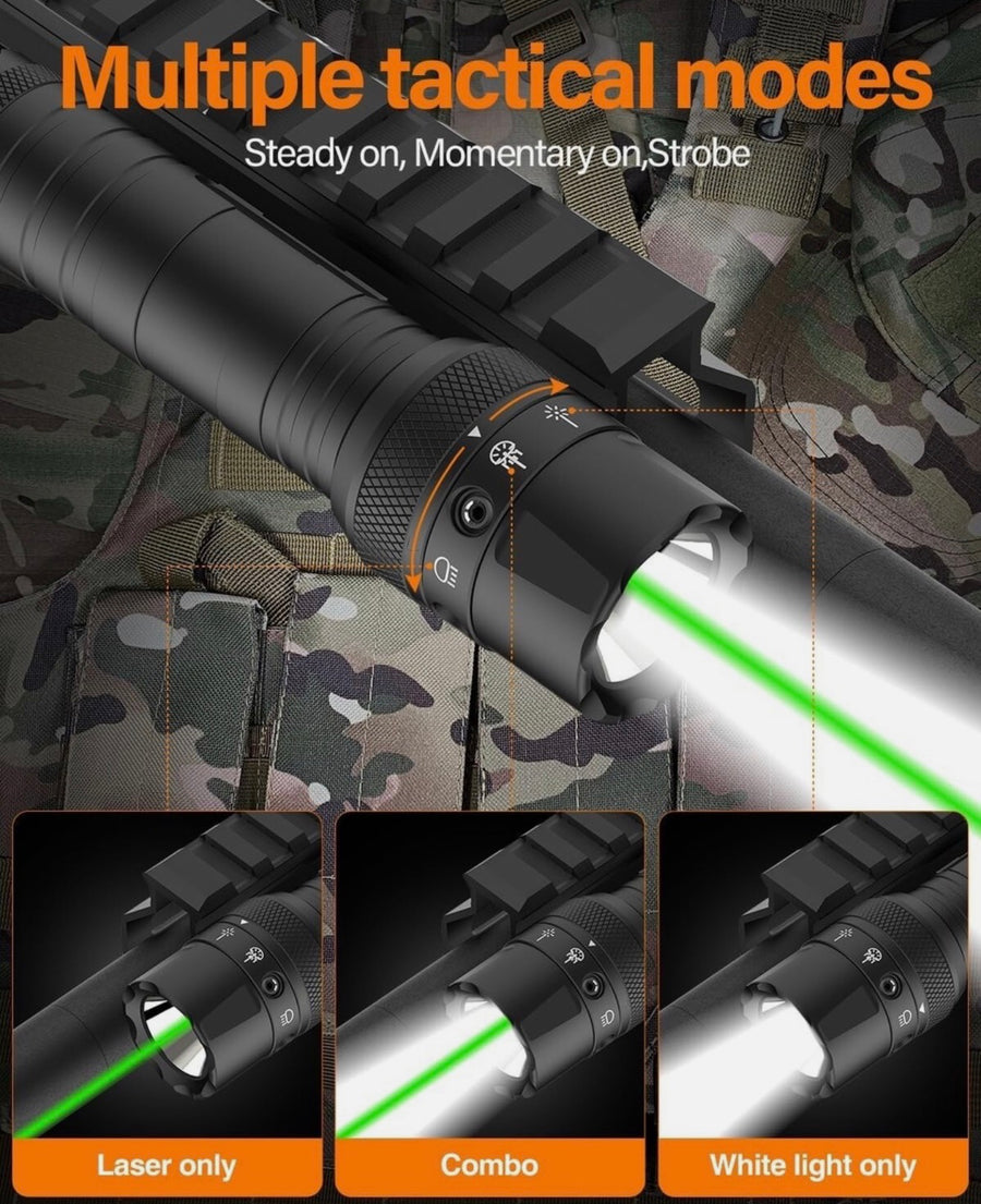TOUGHSOUL Mlok Green Laser Tactical Flashlight 1250 Lumens with Remote Switch