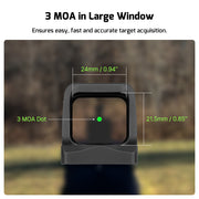 OLIGHT Osight 3 MOA Rechargeable Red Dot Open Reflex Sight with Charging Cover, Tactical Parallax-Free Sight, Picatinny Mount Compatible