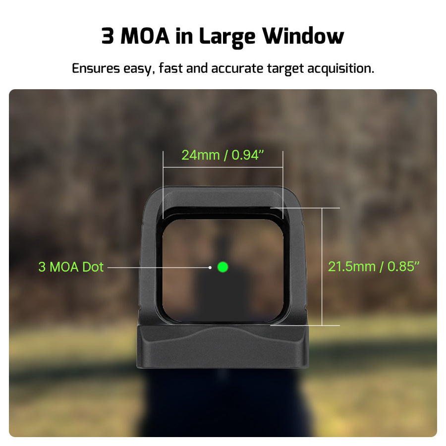 OLIGHT Osight 3 MOA Rechargeable Red Dot Open Reflex Sight with Charging Cover, Tactical Parallax-Free Sight, Picatinny Mount Compatible