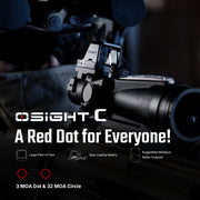 Osight C 3 MOA Dot & 32 MOA Circle MultiReticle System Red Dot Sight with Large Window and Side-Loading Battery