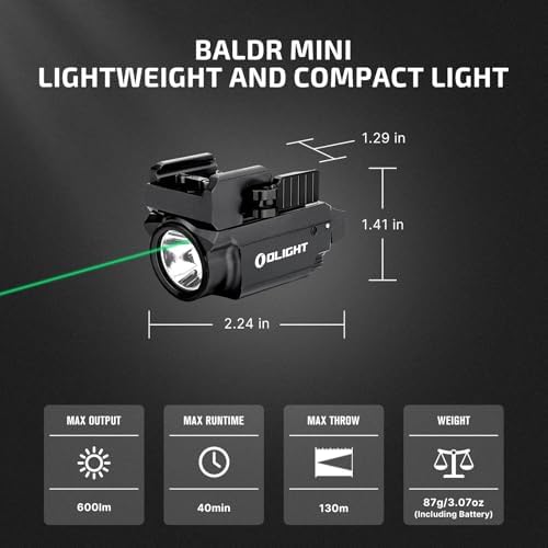 Olight Baldr Mini Tactical Flashlight with Green Laser Black and Tan Color