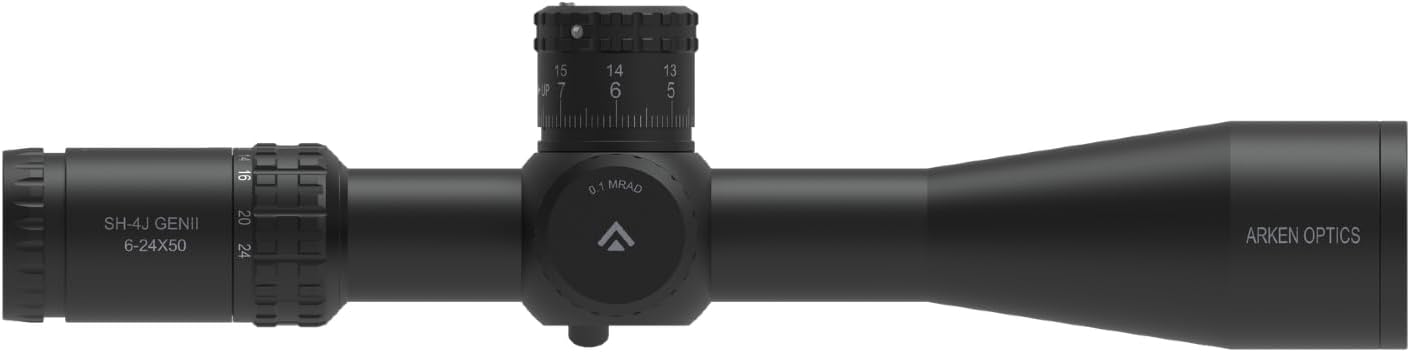 Arken Optics SH-4J 6-24X50 Rifle Scope FFP Illuminated Reticle with Zero Stop 34mm Tube