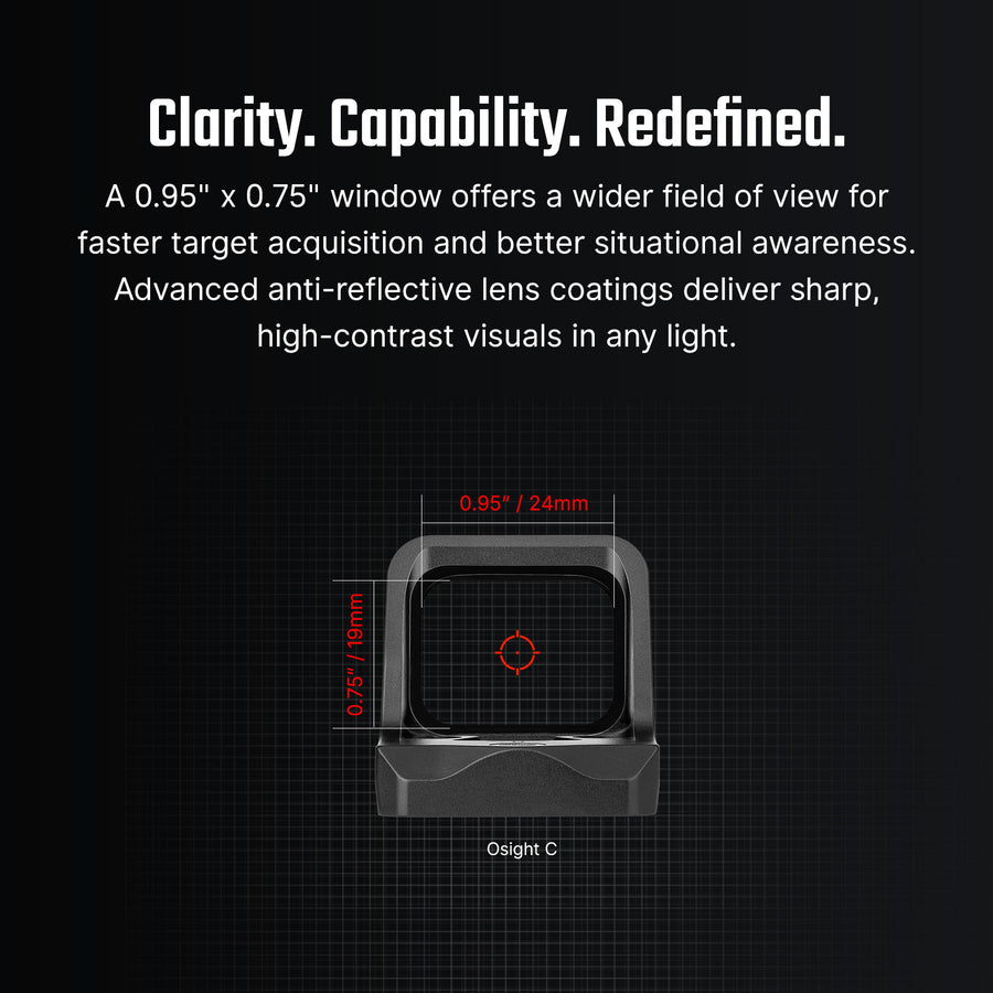 Osight C 3 MOA Dot & 32 MOA Circle MultiReticle System Red Dot Sight with Large Window and Side-Loading Battery