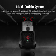 Osight C 3 MOA Dot & 32 MOA Circle MultiReticle System Red Dot Sight with Large Window and Side-Loading Battery