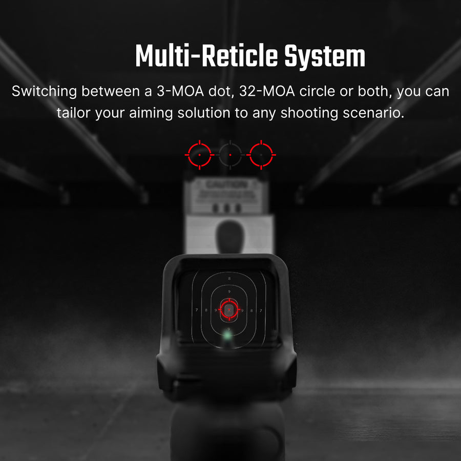 Osight C 3 MOA Dot & 32 MOA Circle MultiReticle System Red Dot Sight with Large Window and Side-Loading Battery