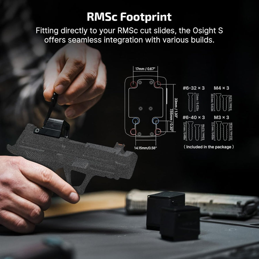 OLIGHT Osight S Multi-Reticle Micro Enclosed Sight with Charging Cover, 2 MOA Dot & 32 MOA Circle for RMSc Footprint