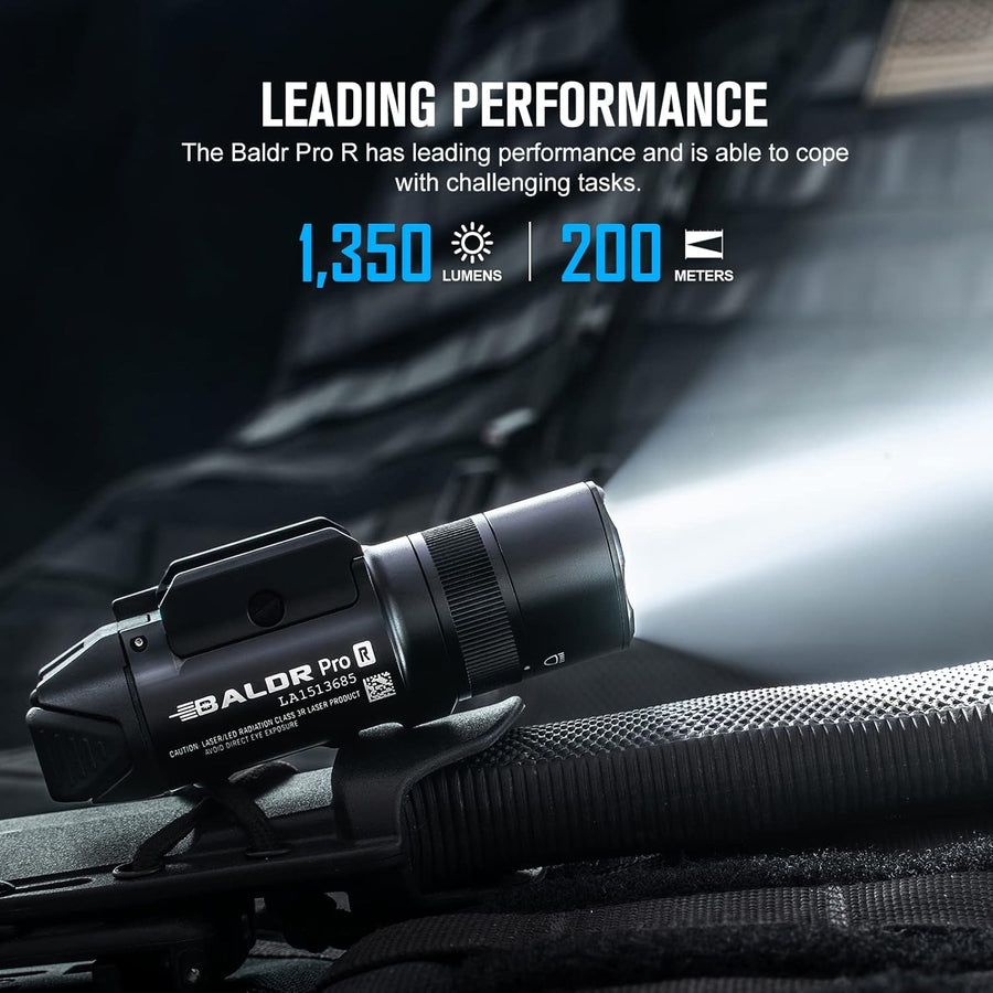 OLIGHT Baldr Pro R 1350 Lumens Magnetic USB Rechargeable Tactical Flashlight with Green Laser