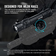 OLIGHT Odin GL M 1500 Lumens MLOK Mount Rechargeable Tactical Flashlight with Green Beam and White LED Combo, Removable Slide Rail Mount and Dual-Button Remote Pressure Switch