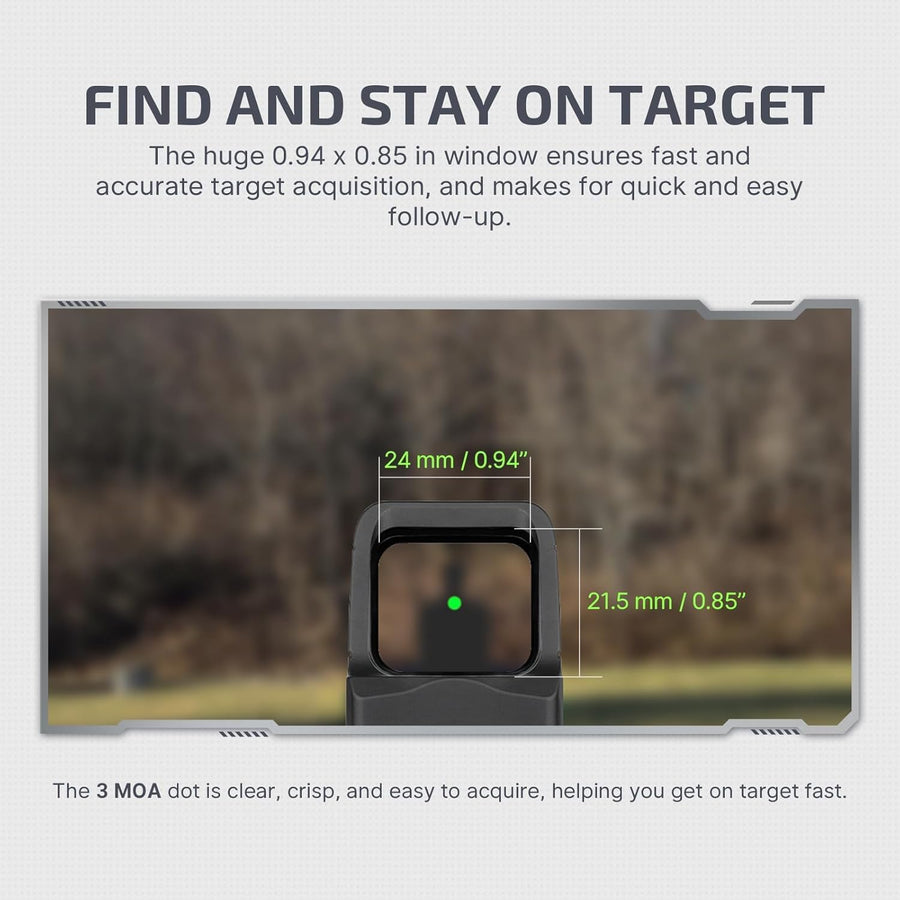 OLIGHT Osight 3 MOA Rechargeable Green Dot Open Reflex Sight with Charging Cover, Tactical Parallax-Free Sight, Picatinny Mount Compatible