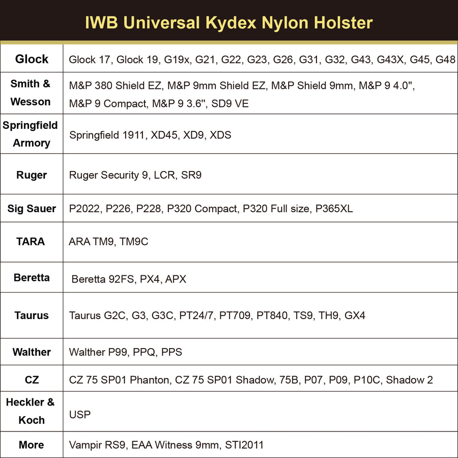UNI FIT PRO IWB HOLSTER BY G&F