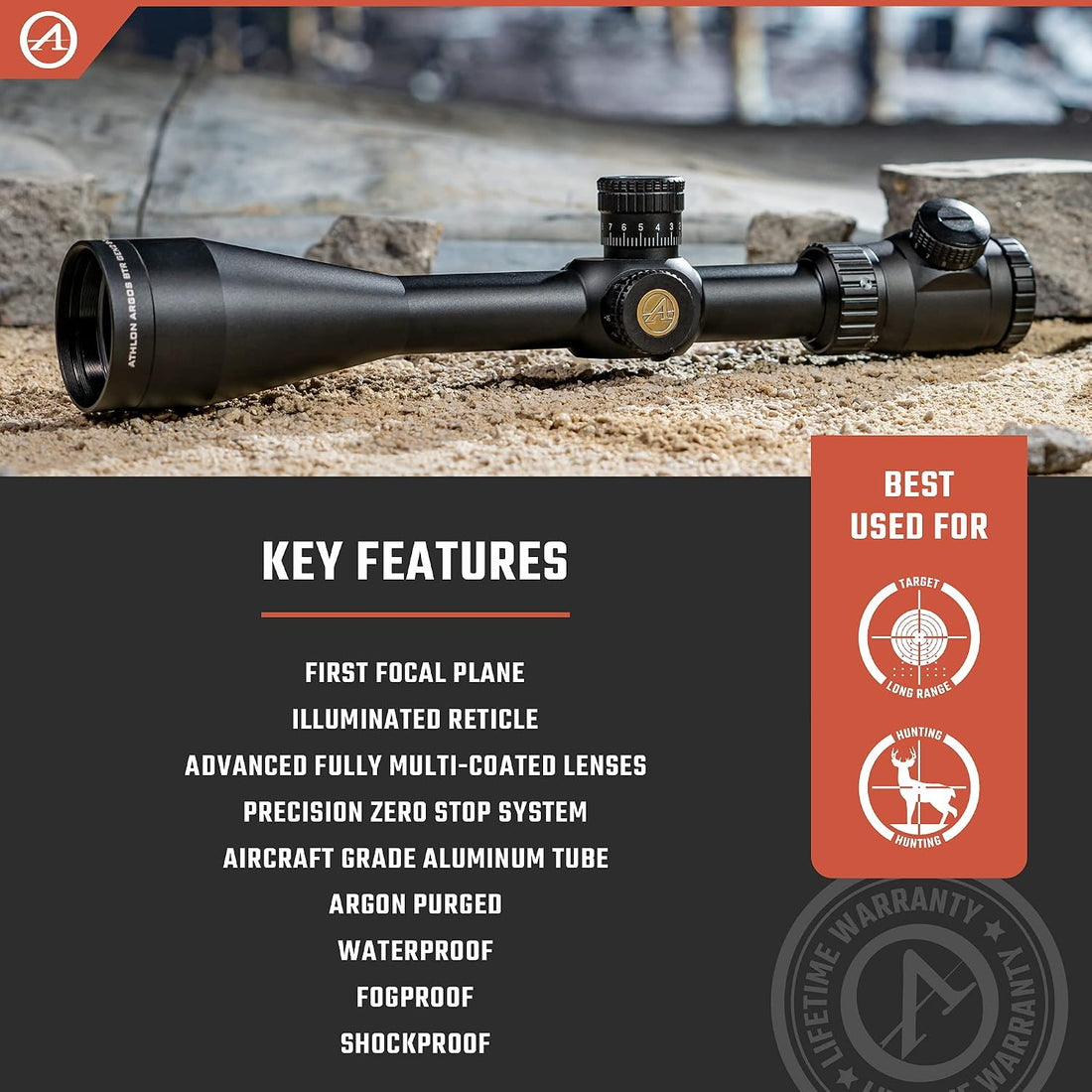 Athlon Optics Argos BTR 8-34X56 FFP IR ATMR MOA Reticle Riflescope