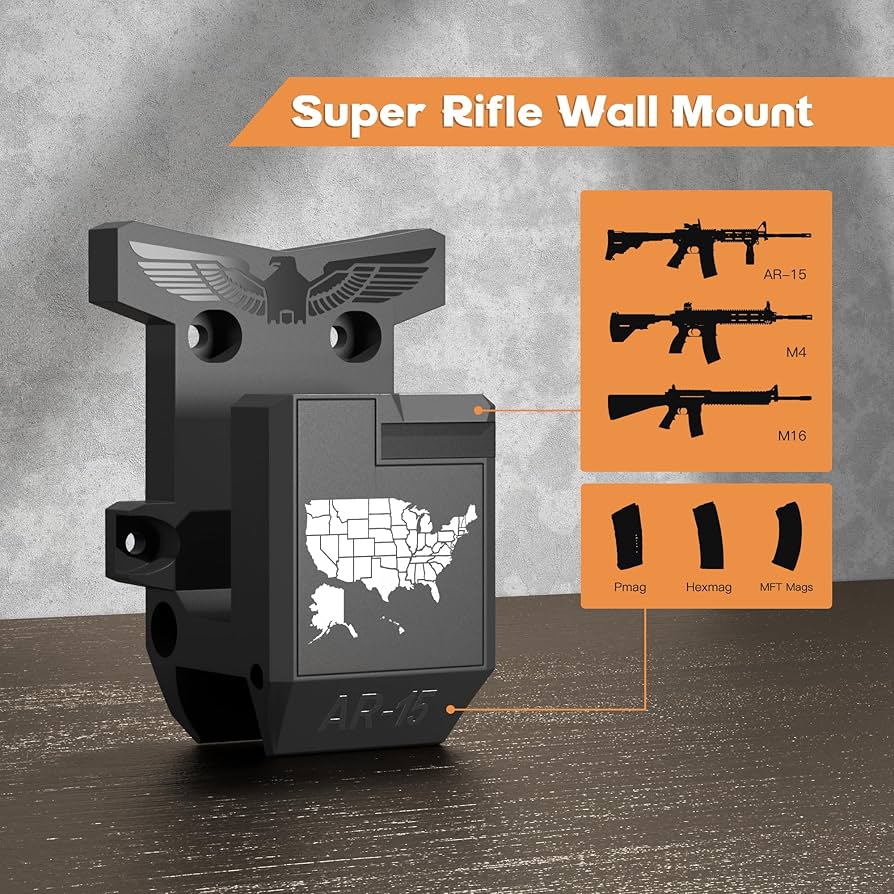 Gun Rack Wall Mount for 223/5.56 Rifle + Magazine, AR15 Rifle Wall Rack Runner Mount