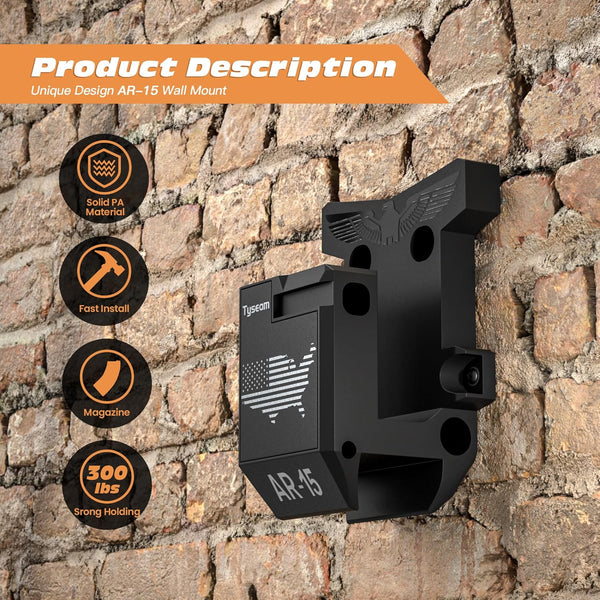 Gun Rack Wall Mount for 223/5.56 Rifle + Magazine, AR15