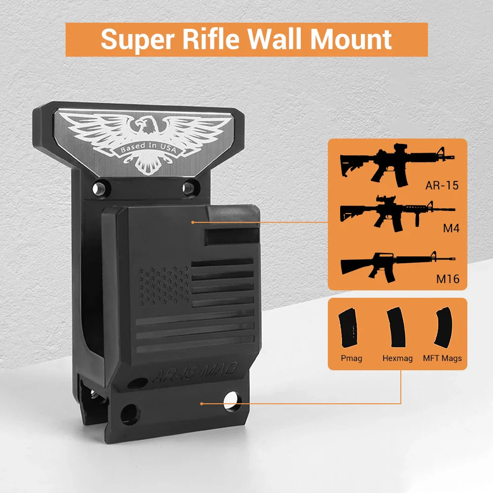 Gun Rack Wall Mount for 223/5.56 Rifle + Magazine, AR15 Rifle Wall Rack Runner Mount